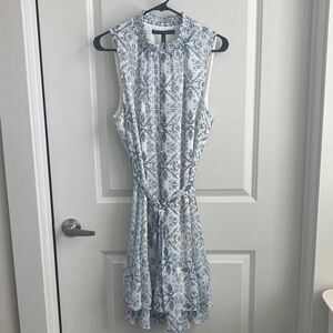 NWOT WHBM Sleeveless Blue and White Printed Tie-Waist Dress